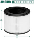 True HEPA Replacement Filter For MA 22 Air Purifier Two Pack, Compatible With MA Series, cylindrical dimensions shown