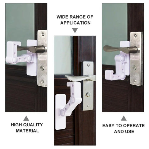 White Plastic Cabinet And Cupboard Door Lock With Reliable Latch on door handle for kid-proof safety