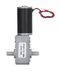 Heavy Duty High Torque DC Motor Boasts An Aluminum Alloy Casing And Does The Heavy Lifting At 30 Kgf Cm While Delivering Badass Performance For Fast Office Automation Upgrades Every Single Time, side view with wires.
