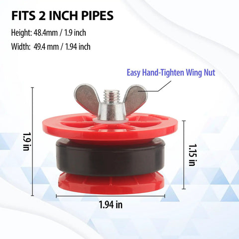 2 Inch Mechanical Test Plug For Pressure Testing And Temporary Sealing End Of Pipe Gripper Kit 2 Pack Pro Grade Durable ABS Body With Natural Rubber O Ring For Reusable Drain And Vent System Maintenance, red