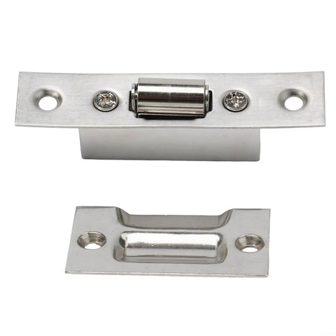 Stainless Steel Cabinet Roller Catch With Spring Ball Latch Stopper Prevents Wall Damage, No Fuss Install On Hinge, Silver Finish