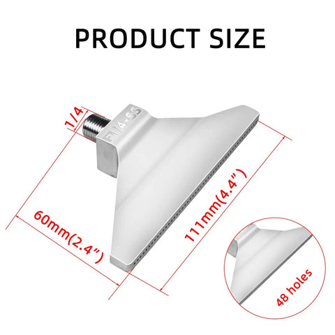 Stainless Steel Flat Air Nozzle With 48 Holes And G1/4 Male Thread For Pro Grade High Flow Compressed Air Equipment Dust Removal Cooling Drying And Surface Treatment, dimensions 111mm by 60mm