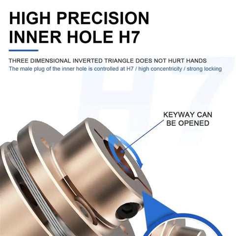 Heavy Duty Flexible Flange Coupling For 3d Printer Motors With Aluminum Diaphragm Joints And Universal Cardan Shaft Adapter That Fits D26 D35 Sizes, showing high precision inner hole and keyway design.