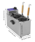 Two Hole Electric Noodle Cooker With Dual Baskets 110V 1200W Stainless Steel Pasta Cooker with measurements