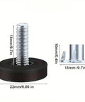 Adjustable Furniture Feet 24 Piece Set For Tables, Chairs, And Cabinets Leveling Threaded Posts With Non Slip Bases dimensions