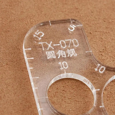 Close-up of 2 Pack Acrylic Circle Template For Leatherworking, Round Corner Ruler And Template Set, Easy Peasy Stitching Guide TX070