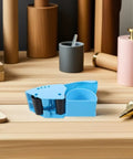 Handheld Packing Tape Dispenser With Cutter For Box Sealing And Mailing Supplies, Blue, on wooden desk