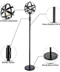 Diagram of Globe Industrial Floor Lamp With Dimmable On Off Switch, Rustic Spherical Standing Light with annotations for each feature.