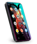 72GB MP3 Player With Bluetooth And 4.0 Inch Full Touchscreen displaying app icons on a sleek black body with curved edges.