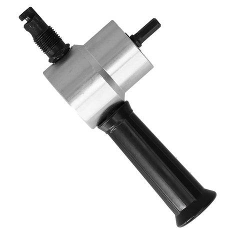 Ftovogue Double Head Metal Cutter Sheet Nibbler Drill Attachment High Speed Steel For Circle Cutting And Trimming 1500 To 3000Rpm showing dual head metal nibbler drill attachment from the side.
