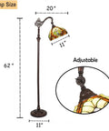 Tiffany Style Stained Glass Reading Floor Lamp With Antique Arched Tall Design 62 Inch Standing Lamp For Living Room Bedroom Or Office