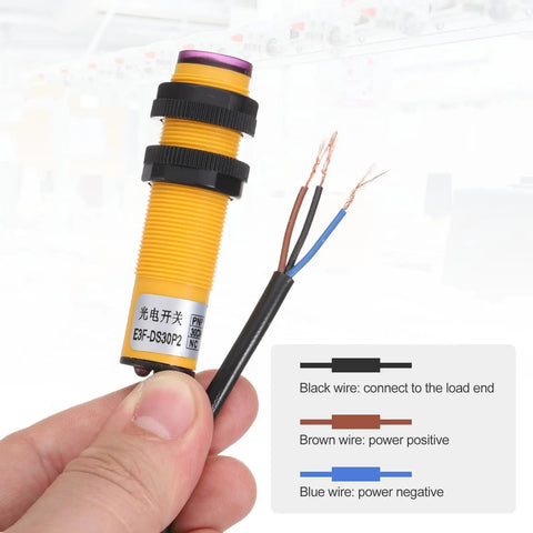 Diffuse Reflection Photoelectric Sensor M18 7 To 30 Cm Sensing Range PNP NC Output 6 To 36 V DC with wiring diagram
