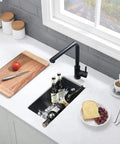 17 Inch Black Undermount Bar Sink For Outdoor Kitchens And RVs, Single Bowl Stainless Steel Island Sink With Bottom Grid