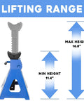 Beefy 3 Ton Steel Automotive Jack Stands With Adjustable Height 11.4 To 16.8 Inches Car Lift Stands For Garage Or Shop