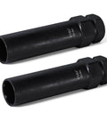 2 Piece 6 Spline Lug Nut Socket Set For Locking Lug Nuts Removal Kit, black CR-MO steel, two sockets shown on white background.