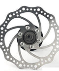 Close-up of a 160mm rotor from a Front And Rear Disc Brake Kit With Aluminum Calipers For Mountain And Road Bikes.