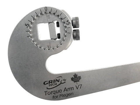 Universal Ebike Torque Arm For Regen Hub Motors Front And Rear 14mm Axles With Solid Machined Hardened 17-4 Stainless Steel Block Grade 12.9 Bolts For Beefy Over 1500 Lbs Clamping 11mm Thick Splined Arm Interface Deep J Curve For Easy Access. silver torque arm v7 for regen with 14mm axle clamp and grade 12.9 bolts