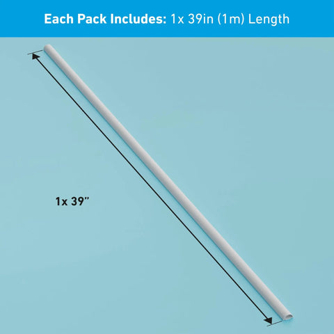 Half Round Cord Hider Cable Cover for TV Wires and Wall Mount Cables, 39-inch white raceway, adhesive back shown