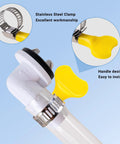 Close-up of 10 Foot Universal Air Conditioner Drain Hose With Elbow Fitting showing handle and clamp