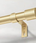 Heavy Duty Curtain Rod For Windows 66 To 120 Inch Adjustable 1 Inch Gold Rod With Decorative Metal Finials Sag Proof Design Easy Installation And Modern Look For Any Room showing close-up of gold finial and bracket.