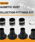 4 To 2 And A Half Inch Magnetic Dust Collection Fittings Starter Kit for Shop Vac Hoses displayed with components