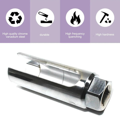 Oxygen Sensor Socket Tool 0.87 Inch 6 Point I Type Side Wire Cutout Wrench For Cars Heavy Duty 45 Steel Construction Universal Fit