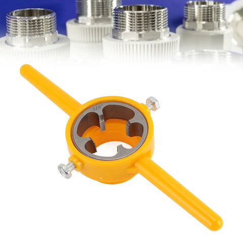 Mtlavishness Heavy Duty PVC Thread Maker Tool Kit NPT Tap Die Set 2 And 3 Inch Dies For Plastic Pipe Threading Repair And Plumbing Jobs With Stainless Steel Cutter And Tough Abs Housing, yellow 3/4-inch PVC pipe threader