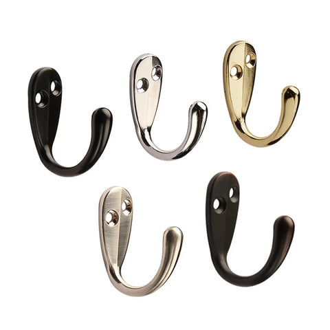 Rock Solid 10 Pack Heavy Duty Wall Hooks in black, silver, gold, and bronze finish, for versatile home organization.