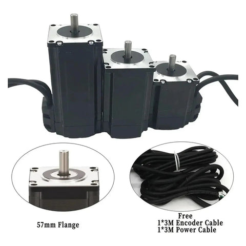 1 To 5 Axis Nema23 Closed Loop Stepper Motor Kit With Encoder For CNC Machines, 57mm flange motor with cables
