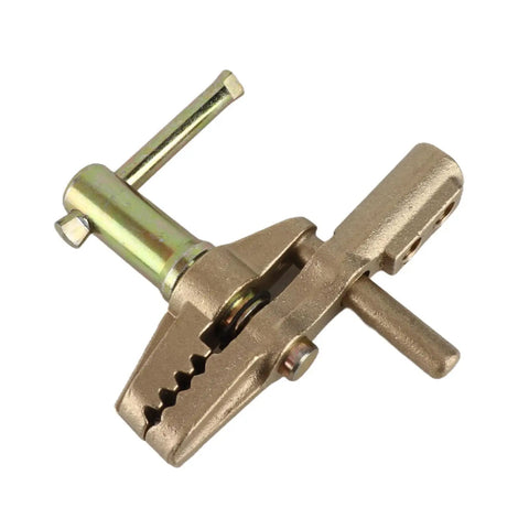 Pro Industrial Heavy Duty 600A Brass Welding Ground Earth Cable Clamp With All Copper Build, side view showing screw connection.