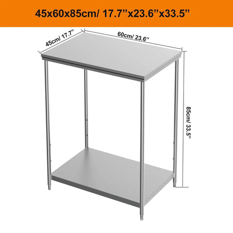 Beast Of A Heavy Duty Stainless Steel Kitchen Prep Table With Adjustable Undershelf, Built For Serious Commercial Use, side view