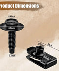 50 Pack M6 1.0 Body Bolts And U Nut Clip Kit For Splash Shields Durable Metal Fasteners For Car Splash Guards And Engine Protection With Rust Resistant Long Lasting Performance And Easy Installation, dimensions shown