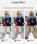 Three stages of a model kit using Next Level Panel Wash Liner Fluid For Model Kits And Military Dioramas, showcasing weathering effects.