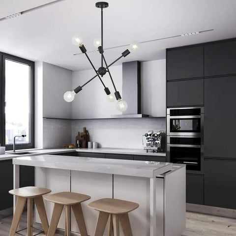 Sputnik 8 Light Dope Vintage Industrial Ceiling Light Semi Flush Mount Pendant in modern kitchen