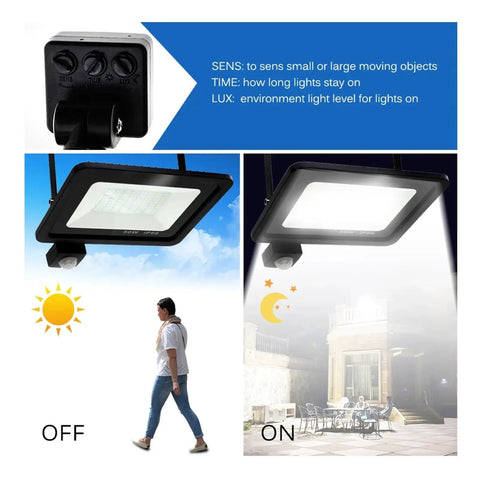 JUDYSSY Led Floodlight Pir Motion Sensor White/Warm White Ip66 Ac220 with motion sensor and adjustable settings, outdoor use.