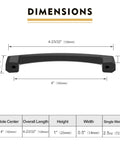 Dimensions of 10 Pack 4 Inch Matte Black Cabinet Pulls For Kitchen Cabinets Cupboards Durable Zinc Alloy Handles.