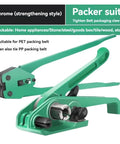 Heavy Duty Manual Strapping Machine Kit with Tensioner And Sealer For Pet And Pp Plastic Banding Up To Three Quarters Inch Wide, green packaging tool