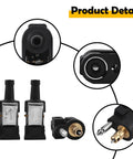Three Piece 8mm Fuel Line Connector Set For Yamaha Outboard Motors With Female And Male Fittings shown in detail views