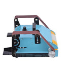 Hot Deal On This Badass 950W Desktop Double Axis Belt Sander And Polisher showing the blue sander's adjustable speed control and dual-axis design.
