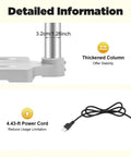 Detailed parts of the Compact 340W Electric Bench Drill Press With Precision Depth Gauge, showing thickened column and 4.43-ft power cord.
