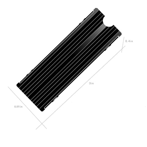 Double Sided M.2 NVMe Heatsink for 2280 SSDs Aluminum Cooler With Thermal Silicone Pad Fits PS5 and Desktop PC PCIe NVMe M.2 Drive Cooling Solution for Snappy Load Times Black, black aluminum heatsink, 3 x 0.95 x 0.4 in