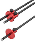 Pro Level Euro Wheel Marking Gauge For Woodworking Featuring Laser Engraved Inch And Millimeter Dual Scales CNC Aluminum tool in red and black.