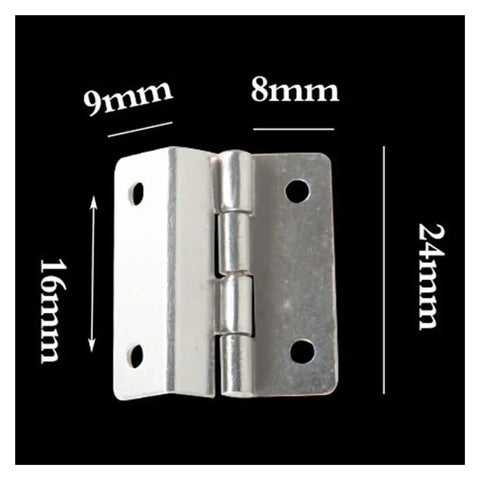 Three Way Folding Concealed Door Hinges Set Dope Heavy Duty 10 Pack with dimensions 9mm, 16mm, 8mm, and 24mm shown in close-up.