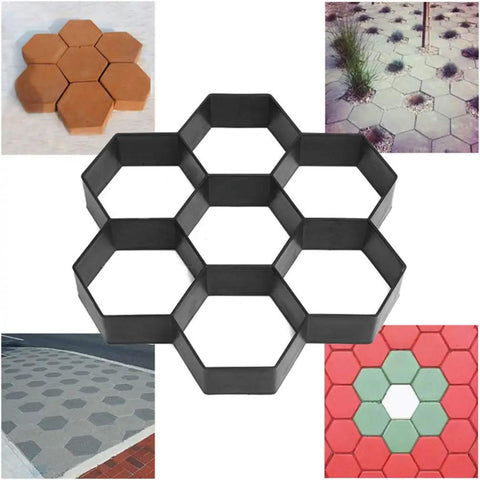 Hexagon Brick Mold For Concrete Pavers Reusable Hex Tile Mold for DIY Garden Path and Patio Floors, 11.41 x 11.02 x 1.69 inches