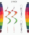 Two Pack Multicolor Hot Air Balloon Rainbow Wind Spinner Garden Decor for Outdoor Vibes, 59 Inches Tall by 12 Inches Wide