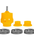UKCOCO 7 Piece Water Threading Tap And Die Set Plastic Steel Multifunctional Diy Pvc Pipe Tool Kit For Easy Accurate Plumbing Installations, yellow and grey components with multiple sizes.