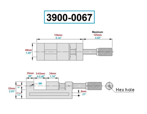 Diagram of Precision Toolmaker Vise 2 Inch Wide Jaw 1 Inch Deep Jaw 2.5 Inch Opening Ultra High Precision 0.0002 Inch Accuracy.