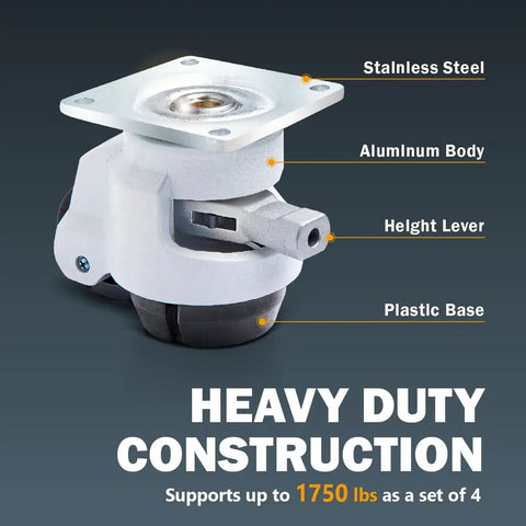 2 Inch Leveling Casters Set Of 4 With Adjustable Ratchet Handles Retractable Feet 360 Degree Swivel Heavy Duty Mobility For Workbenches Machines And Equipment Built Tough For Any Job