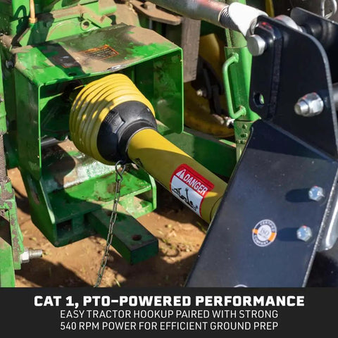 3 Point 48 Inch Rotary Tiller Attachment For Category 1 Tractors With Single Speed PTO And 540 RPM Gearbox Charcoal Finish