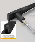 Close-up of reinforced screw on 10 Pack Matte Black Cabinet Handles Made From Solid Zinc Alloy With Corrosion Resistant Coating, showing durability.
